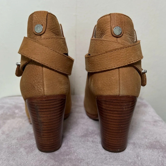 Rag & Bone Harrow Boot Tan Nubuck Booties Suede Leather Block Heel Size 39 - Picture 5 of 12